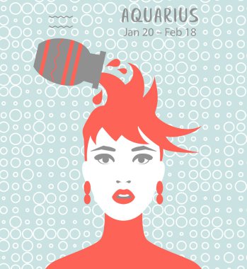 Kova burcu. Kız vektör çizim. Astroloji zodyak profil. Astrolojik işaret olarak güzel bir kadın. Söylüyorum, Astroloji, simya, maneviyat, büyü, moda gelecek