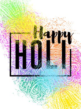 Renk Festivali vektör tasarım öğesi ile gerçekçi hacimsel renkli Holi toz boya bulutlar. Mutlu bayram, Hint tatil ve Festivali afiş, banner, renkli vektör çizim