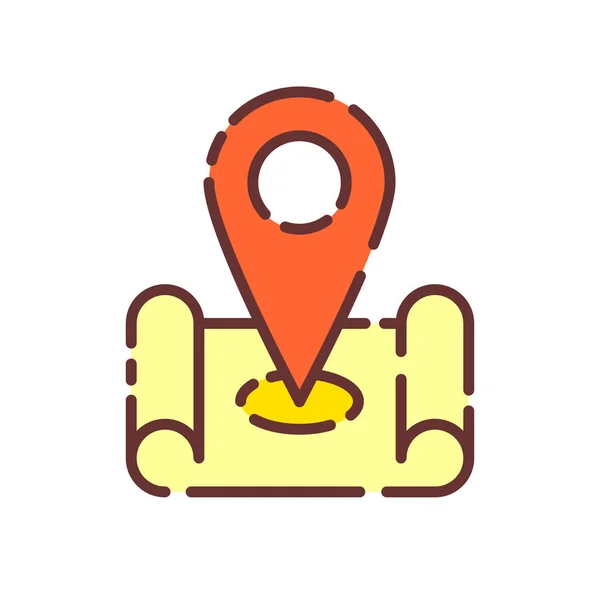 Значок Значка Карты Isolated Address Map Icon Line Style Символ — стоковый вектор