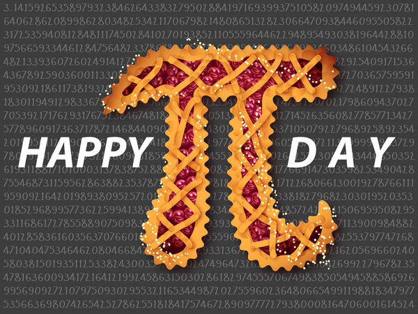 Happy Pi Day! Celebrate Pi Day. Mathematical constant. March 14th (3,14). Ratio of a circles circumference to its diameter. Constant number Pi. Cherry pie