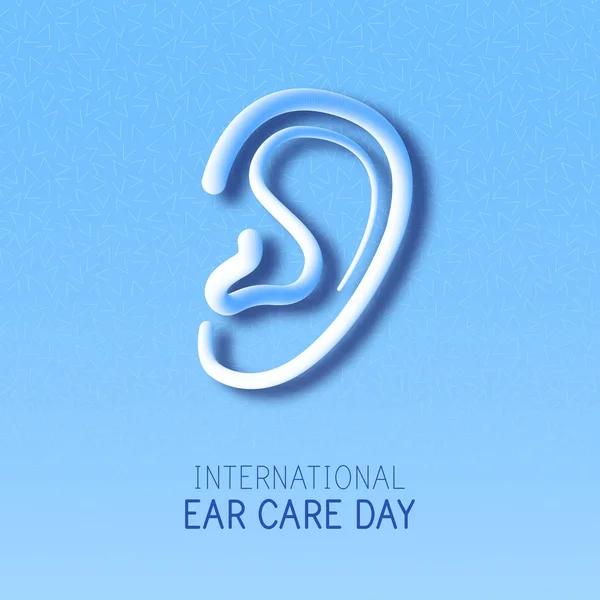 International Ear Care Day. Ear sketch. Health care vector illustration. Medical poster design