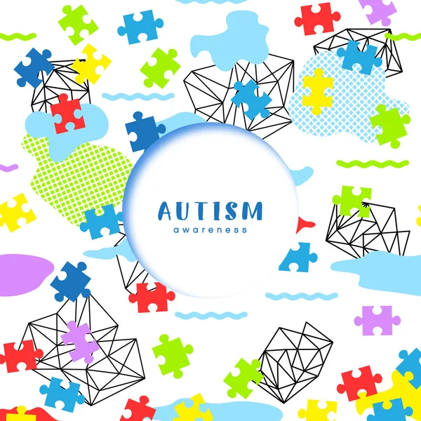 Giornata mondiale della consapevolezza dell'autismo. Puzzle colorati sfondo vettoriale . — Vettoriale Stock