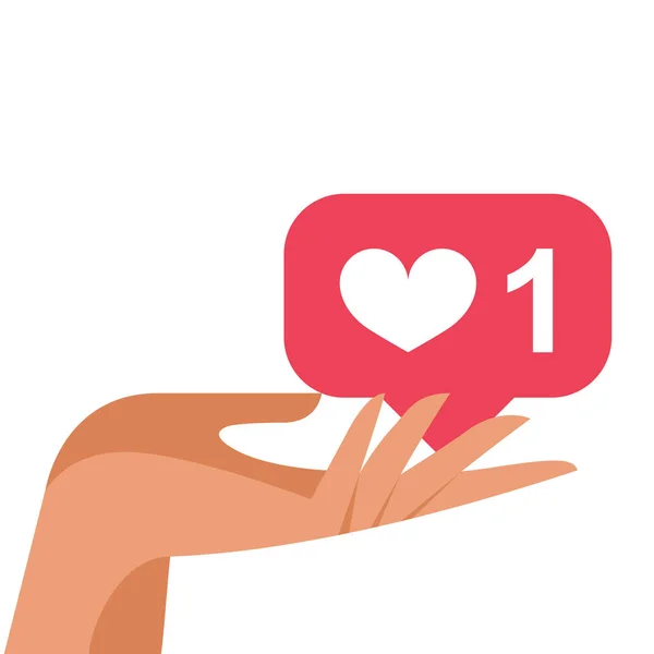 Kadın elindeki ikon gibi. Instagram gibi. Sosyal medya. Sosyal ağ. Bildirim simgesi. Düz vektör çizimi — Stok Vektör