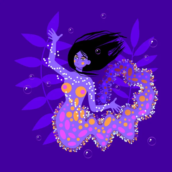 Mermaid character design. T-shirt design. Art. Vector illustration — Stock Vector