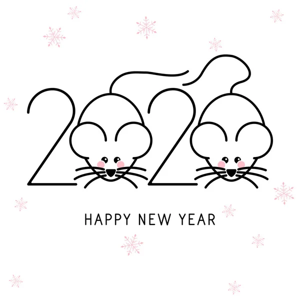 Weiße Metallratte chinesisches Jahressymbol. Maus chinesisches Neujahrssymbol Vektor Illustration. Frohes neues Jahr. 2020 — Stockvektor