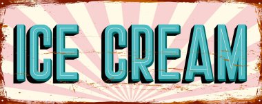 Ice cream. Shop. Vintage metal sign. Grunge style clipart