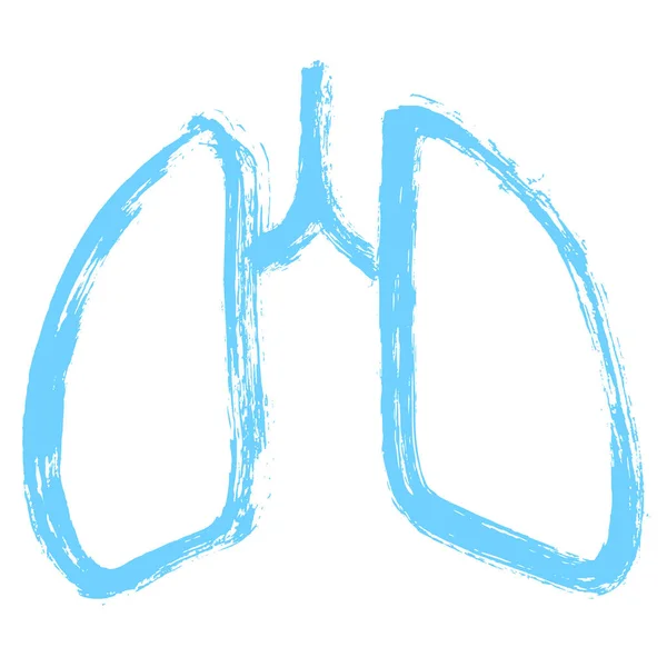 Σύμβολο των πνευμόνων. Σχέδιο grunge ζωγραφισμένο στο χέρι. Αναπνοή. Άσκηση Lunge — Διανυσματικό Αρχείο