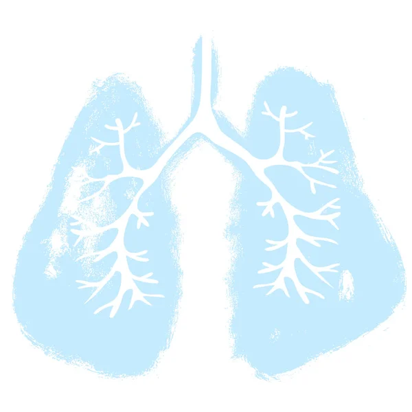 Symbole pulmonaire. Conception grunge dessinée à la main. Respire. Exercices de flexion — Image vectorielle