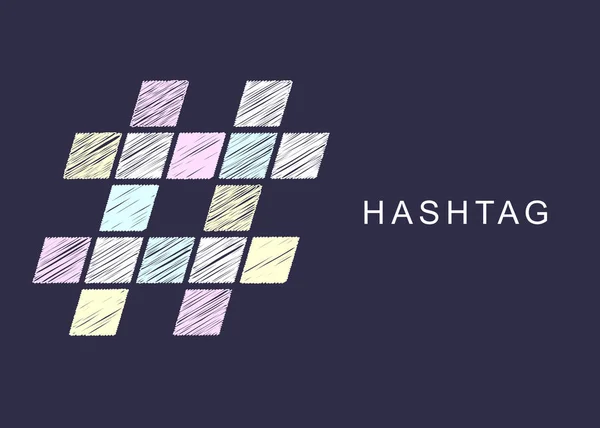 Hashtag symbol cross plus logo sign icon template design element. Handgezeichnetes Hashtag — Stockvektor