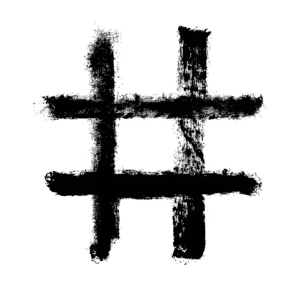 Hashtag símbolo cruz más logotipo signo icono plantilla elemento de diseño, Grunge hashtag dibujado a mano — Archivo Imágenes Vectoriales