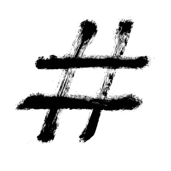 Hashtag-Symbol Kreuz plus Logo-Zeichen-Symbol-Vorlage Designelement, Grunge-Hand gezeichnetes Hashtag — Stockvektor