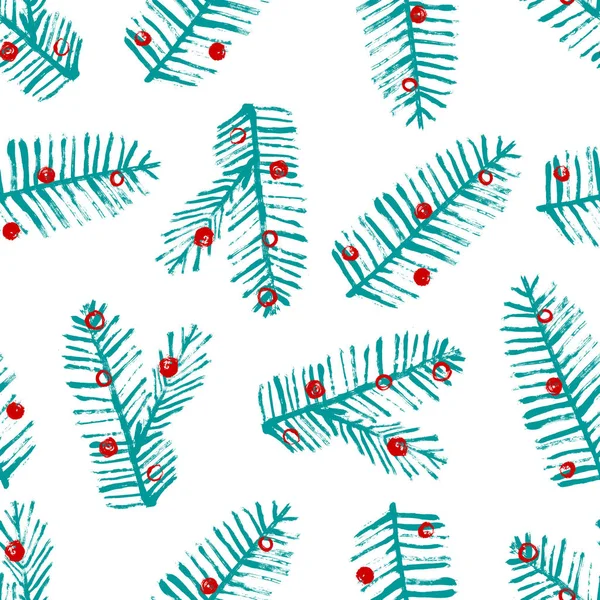 Απρόσκοπτη μοτίβο με Χριστουγεννιάτικα κλαδιά ελάτης. Διανυσματικό υπόβαθρο. Ιδανικό για ταπετσαρίες, γεμίσματα μοτίβο, φόντο ιστοσελίδας, επιφανειακές υφές, ύφασμα — Διανυσματικό Αρχείο