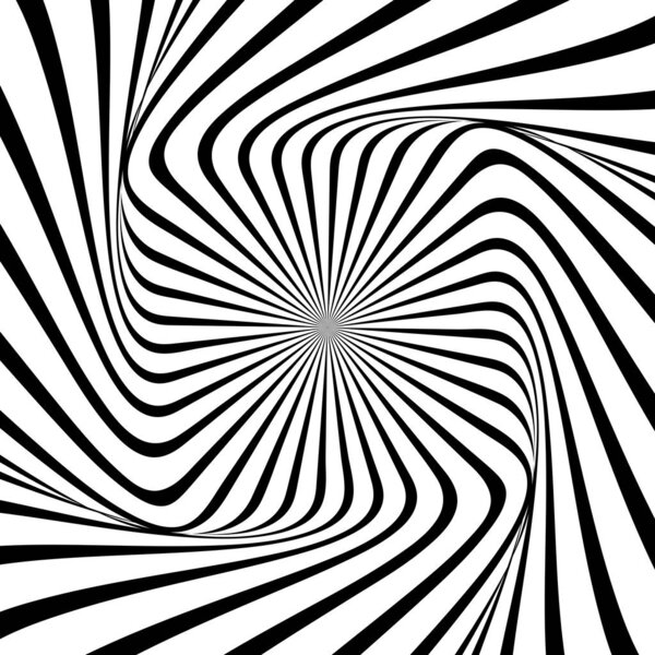 Black and White Hypnotic Spiral Background. Radial Spiral Rays Background. Retro Sunburst Background Template. Vector Illustration