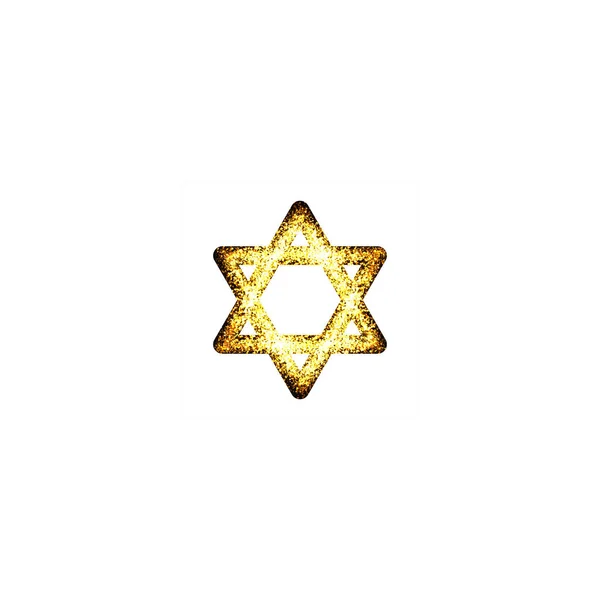 Zlatá hvězda Davidova. Štít Davidormagen David.hexagram, sloučenina dvou rovnostranných trojúhelníků. Židovský symbol — Stockový vektor