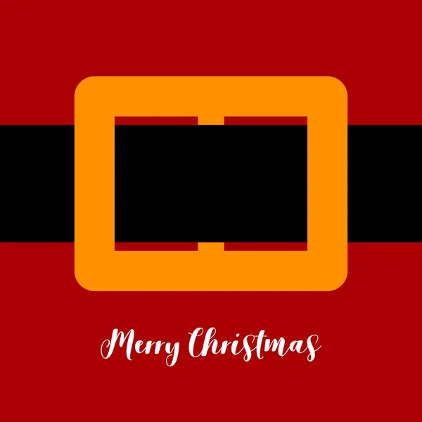 Traje de Santa Claus Escudo rojo con hebilla de cinturón de oro amarillo. Tarjeta de felicitación. Diseño plano. Santa Claus. Ilustración vectorial. Feliz Navidad y feliz año nuevo — Archivo Imágenes Vectoriales