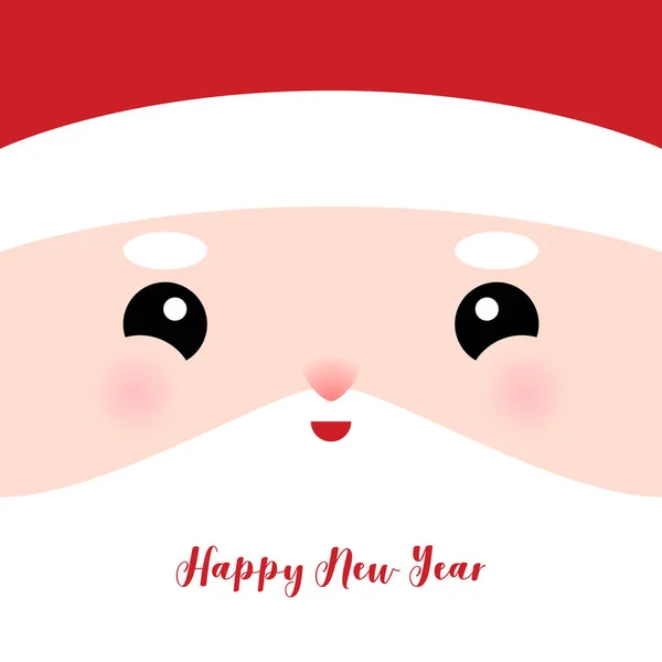 Feliz Navidad. Feliz Año Nuevo. Santa Claus cabeza cuadrada. Tarjeta de felicitación con Santa Claus. Diseño plano Fondo de invierno. Ilustración vectorial. Papá Noel — Vector de stock