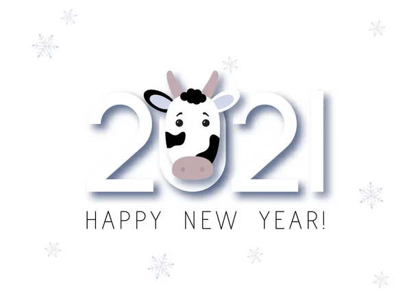 White Metal Boar Bull Cow Chinese Year Symbol 2021 Год — стоковый вектор