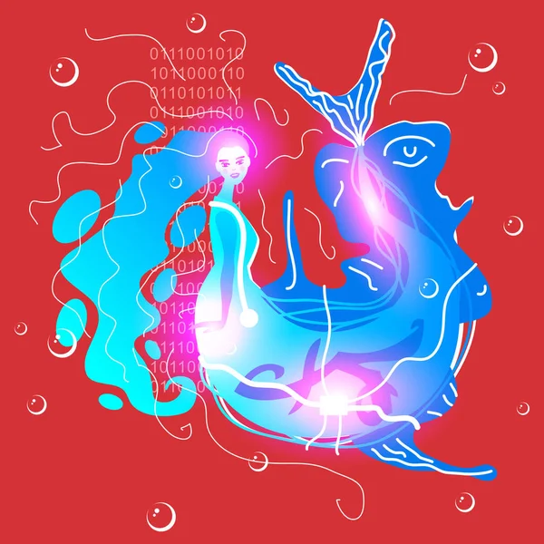 Une Sirène Mer Océan Illustration Vectorielle — Image vectorielle