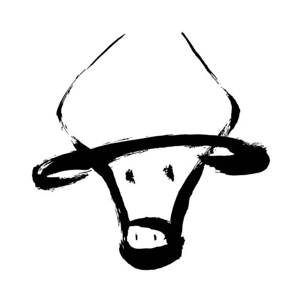 Cow Bull Hand Drawn Vector Illustration Bull Cow White Background — Stock Vector