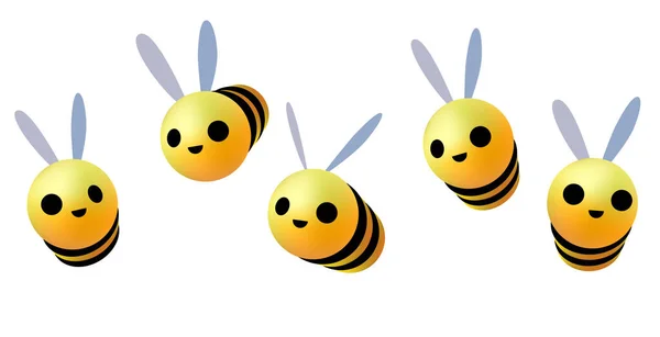 Мультфильм Милый Талисман Пчелы Набор Дизайн Векторной Коллекции Пчел Персонаж — стоковый вектор