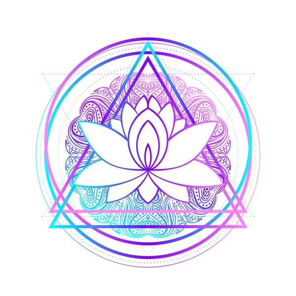 Lotus Geometria Sacra Ayurveda Simbolo Armonia Equilibrio Universo Disegno Della — Vettoriale Stock