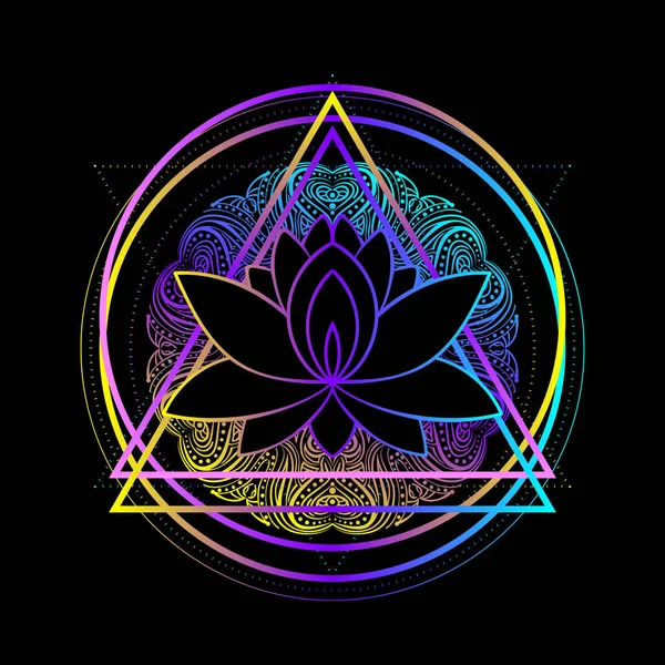Lotus Heilige Geometrie Ayurveda Symbol Harmonie Gleichgewicht Universum Tätowierung Fleisch — Stockvektor