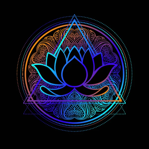 Lotus Helig Geometri Ayurveda Symbol Harmoni Balans Universum Tatuering Kött — Stock vektor