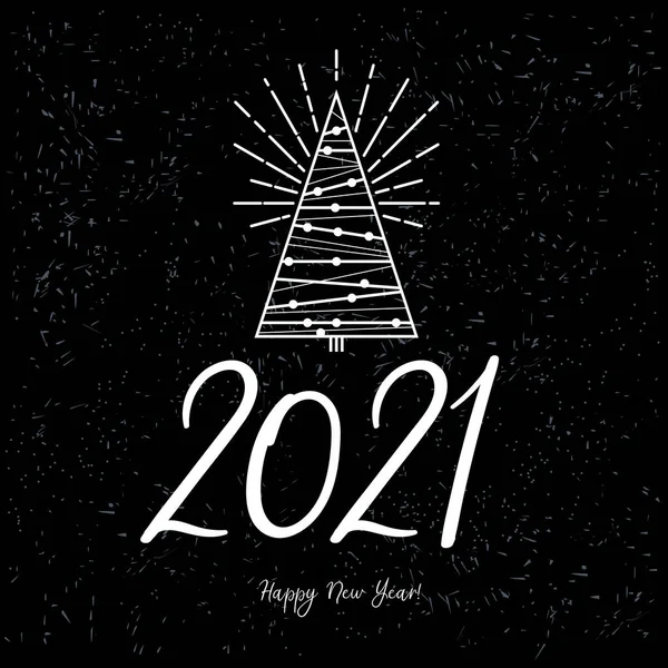 Happy New 2021 Year. Holiday vector illustration. Luxure design. 2021 new year background with Christmas tree