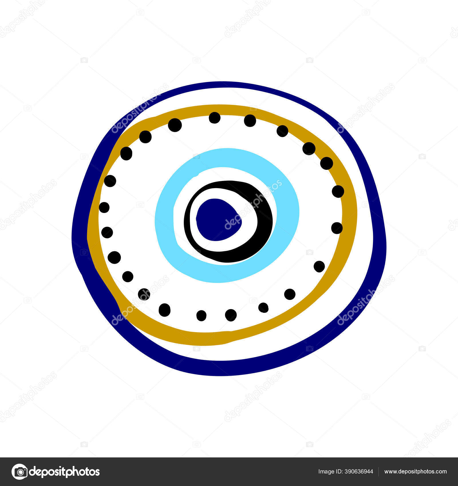 Handwerklich Gezeichnete Türkische Bösartigkeit Mandala Griechisches Böses  Auge Symbol Des Stock-Vektorgrafik von ©artskvortsova 390636944