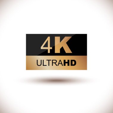 Web ve mobil için 4K ultra HD çözünürlük simgesi. 4K Ultra HD sembolü, Yüksek çözünürlüklü 4K çözünürlük işareti, UHD - 2160p