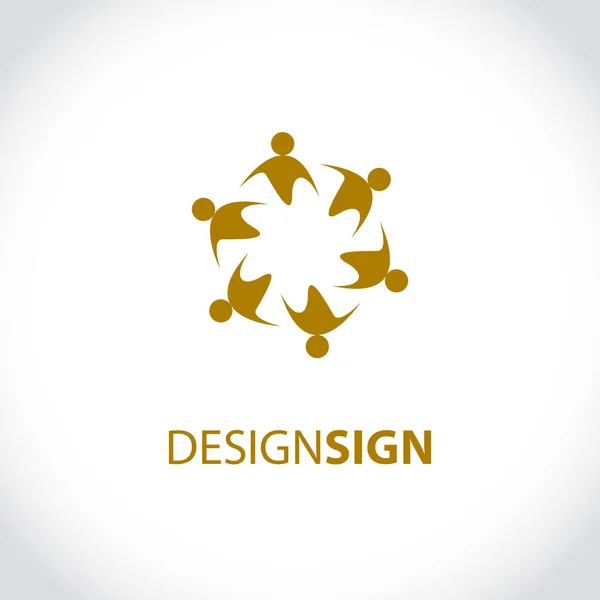 Logotyp Och Ikon För Sociala Relationer Vektorillustration Abstrakt Teamwork Tecken — Stock vektor