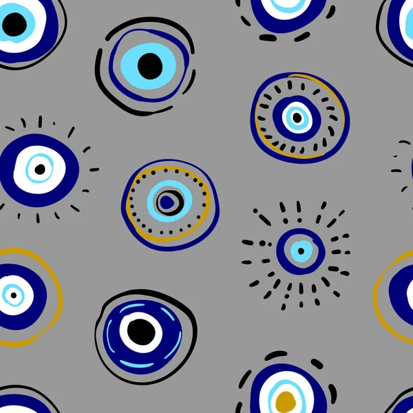 Occhio Turco Disegnato Mano Modello Senza Soluzione Continuità Con Mano — Vettoriale Stock