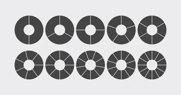 Circle Chart Section Segments Set Vector Diagram Segments Pie Template — Stock Vector