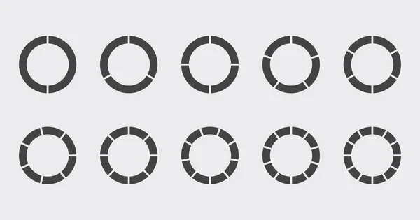 Circle Chart Section Segments Set Vector Diagram Segments Pie Template — Stock Vector