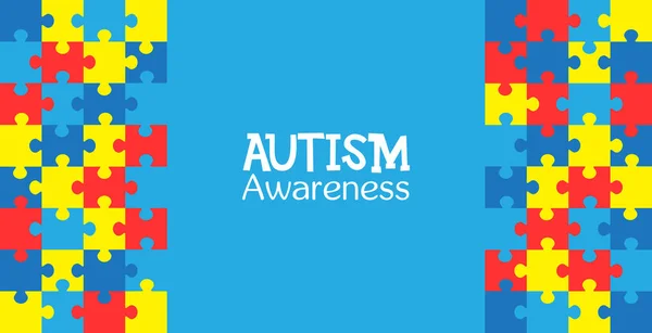 世界の自閉症意識の日 カラフルなパズルベクトルの背景 自閉症の象徴 医療用フラットイラスト 健康管理 自閉症の意識の日 — ストックベクタ