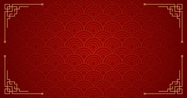 中国新年 矢量红色抽象设计 有波浪的日本传统背景 — 图库矢量图片