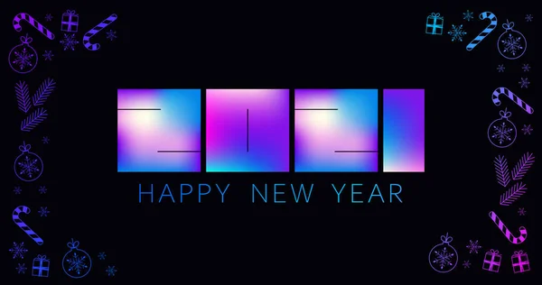 2021年新年 新年快乐的设计 色彩艳丽的日历或网页横幅假日背景 2021年庆祝 2021年 — 图库矢量图片