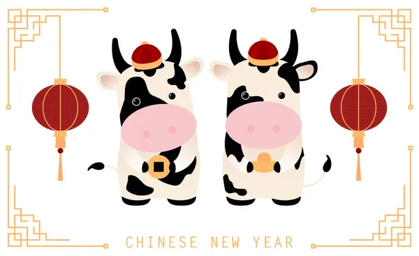 Latar Belakang Putih Tahun Baru Cina 2021 Tahun Lembu Jantan - Stok Vektor