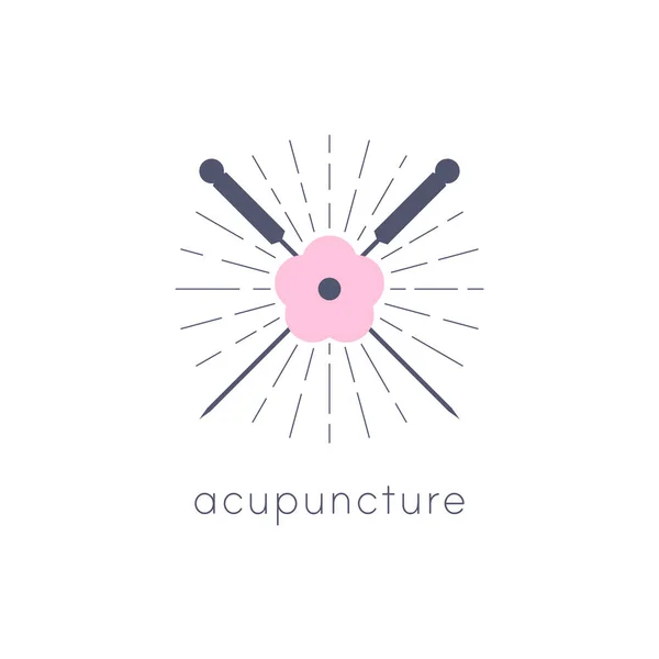 Aiguilles Acupuncture Fleur Médecine Douce Logo Signe Icône Les Points — Image vectorielle
