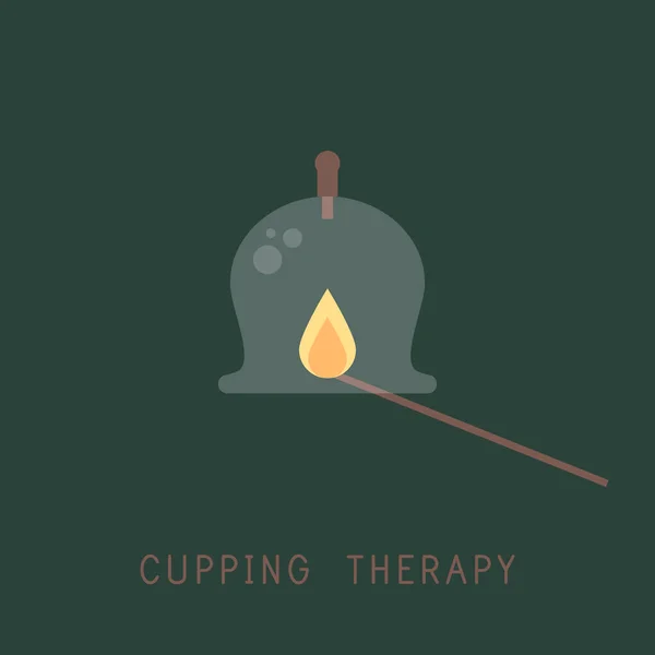 Cupping Terapia Segno Vettoriale Illustrazione Vasetti Massaggio Viso Corpo Bicchiere — Vettoriale Stock