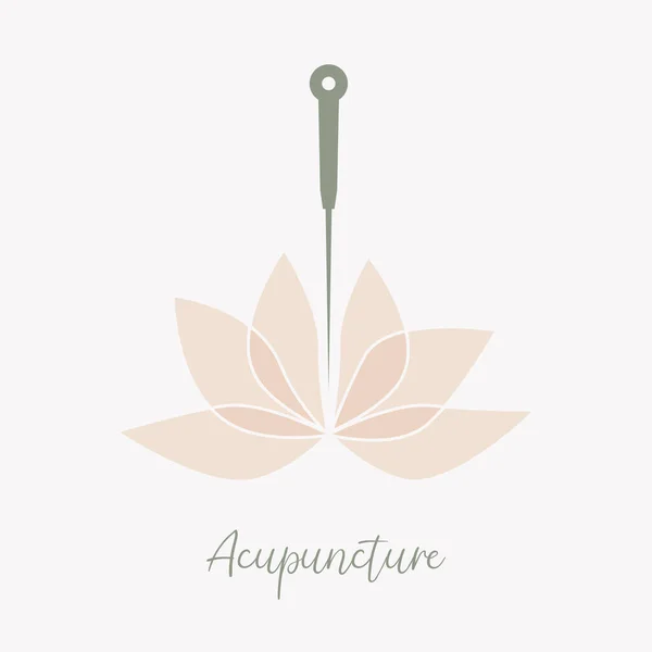 Akupunktúrás Lótuszvirág Alternatív Gyógyászat Logó Jel Ikon Akupunktúrás Pontok Idegek — Stock Vector