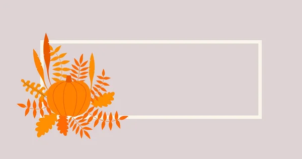 Φθινόπωρο Φόντο Εικονογράφηση Διάνυσμα Φθινοπωρινά Φύλλα Και Κολοκύθα — Διανυσματικό Αρχείο