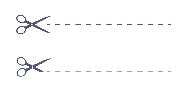 Set Black Scissors Cut Lines White Background Scissors Cut Lines — Stock Vector