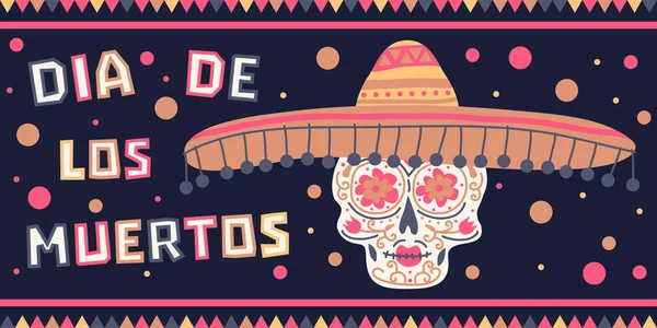 Hari Kematian Dia Los Muertos Latar Belakang Spanduk Dan Kartu - Stok Vektor