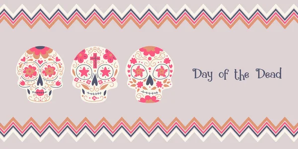 Cráneo Azúcar Muerto Cráneo Cabeza Decoración Vector Ilustración Día Los — Archivo Imágenes Vectoriales