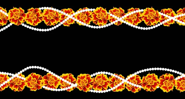 Guirlande Fleurs Souci Jour Des Morts Halloween Guirlande Indienne Fleurs — Image vectorielle