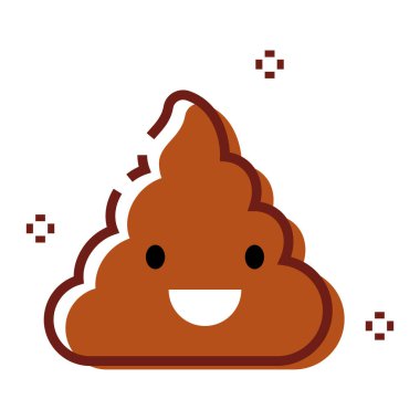 Poop Icon.  Cute poo turd with big eyes, smile mouth, poop face. Shit icon, smiling face, symbol, emoji,