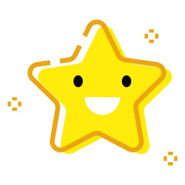 Gülen komik Kawaii yıldızı. Yıldız gülümsüyor. Sevimli çizgi film karakteri.