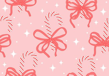 Şeker Çubuğu deseni. Kusursuz Noel tasarımı. Vektör illüstrasyonu