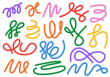 Renkli çizgiler. Çizgi tasarım elementleri koleksiyonu. Soyut Renkli Dinamik Çizgiler